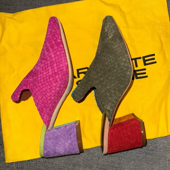 Charlotte Stone Mae Colorful Rainbow Woven Leather Mules Nassau Size 9 - Picture 12 of 15